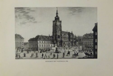 Kupfertiefdruck von 1935 - Prag Burghof mit Veitsdom 1792